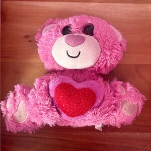 Pink Heart Plush Teddy Bear Stuffed Animal - Soft Cuddly Toy